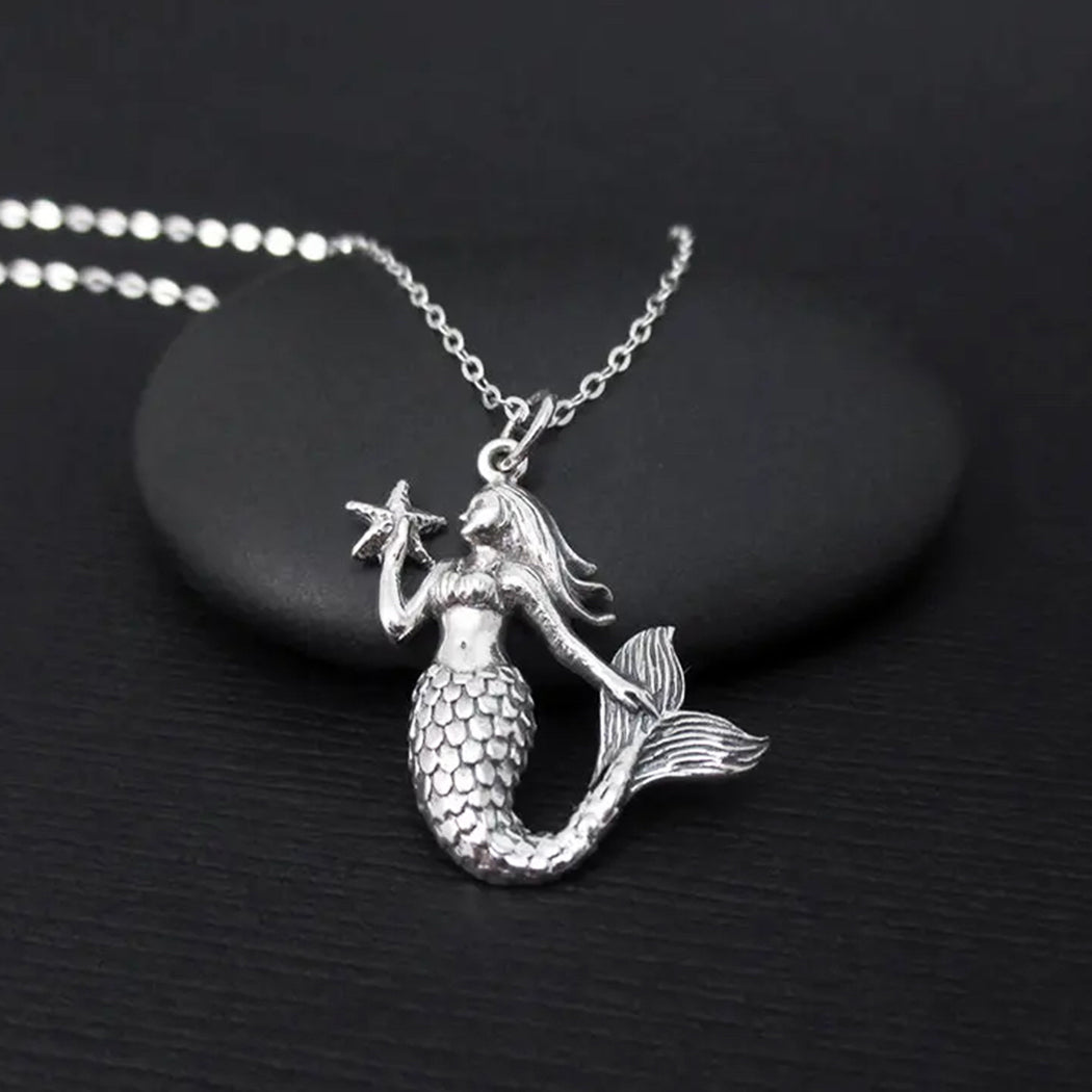 MERMAID AND STARFISH NECKLACE STERLING SILVER 1