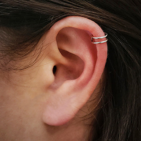 MINIMALIST  STERLING SILVER TWO LINES EAR CUFFS EAR WRAPS