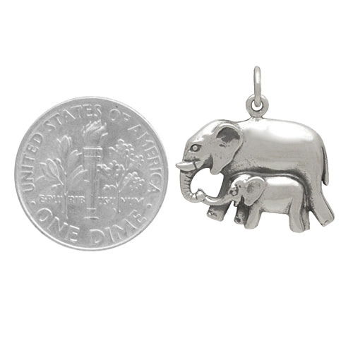 MOTHER AND BABY ELEPHANT NECKLACE STERLING SILVER 925 3