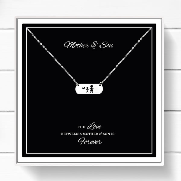 MOTHER SON NECKLACE GIFT FOR MOM FROM SON MOTHERS DAY GIFT TO MOM WITH MESSAGE CARD AND BOX