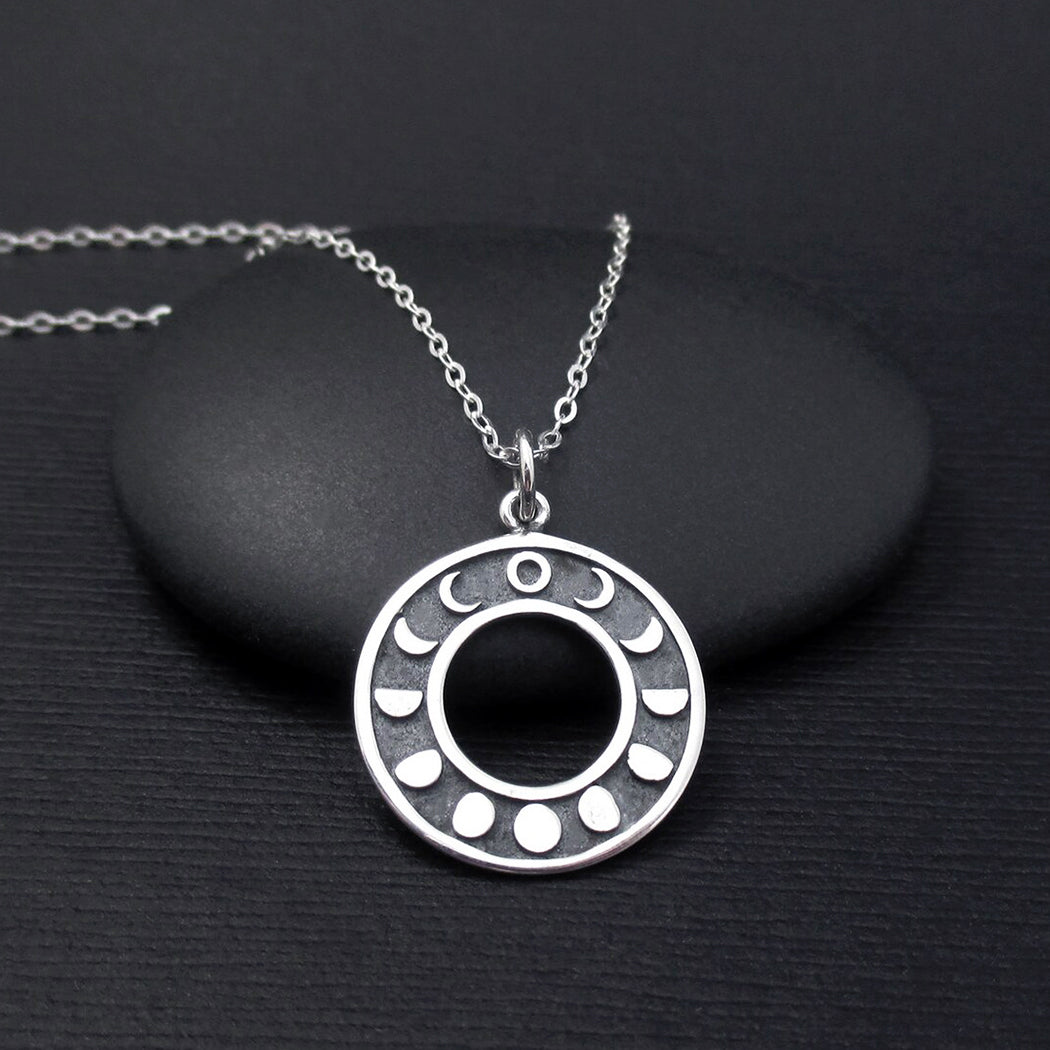 Moon Phases Necklace Sterling Silver Moon Necklace, Lunar Phase Necklace, Moon Phase Necklace, Moon Jewelry, Celestial Jewelry