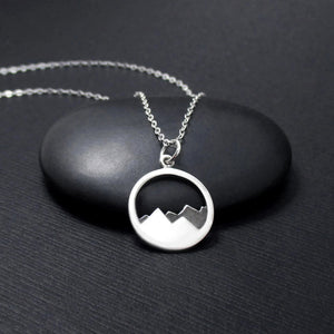 Mountain Necklace, Sterling Silver Mountain Range Pendant Charm, Nature Necklace, Nature Jewelry