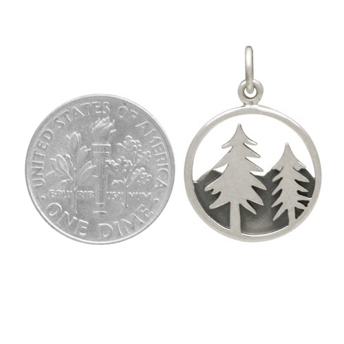 PINE TREE NECKLACE STERLING SILVER MOUNTAIN SCENE NECKLACE 3