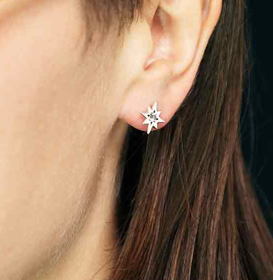 NORTH STAR EARRINGS STERLING SILVER STAR STUDS  2