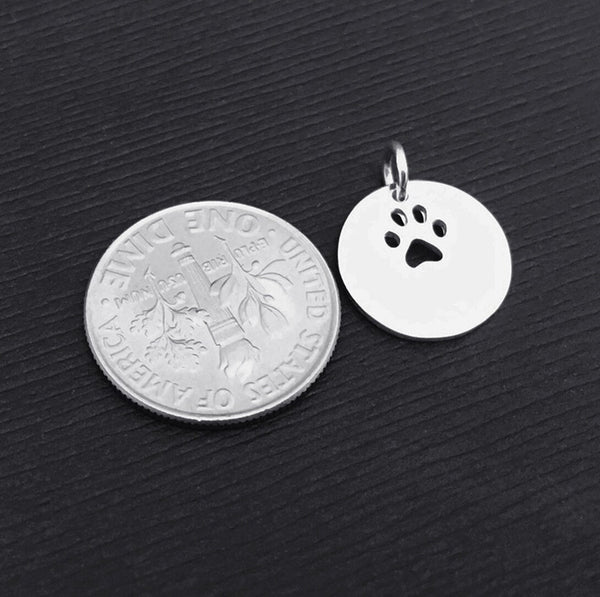 PAW PRINT NECKLACE PERSONALIZED STERLING SILVER DOG OR CAT PAW CHARM 2