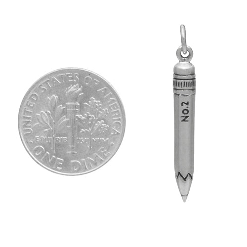 PENCIL CHARM NECKLACE STERLING SILVER WRITER TEACHER GIFT 3
