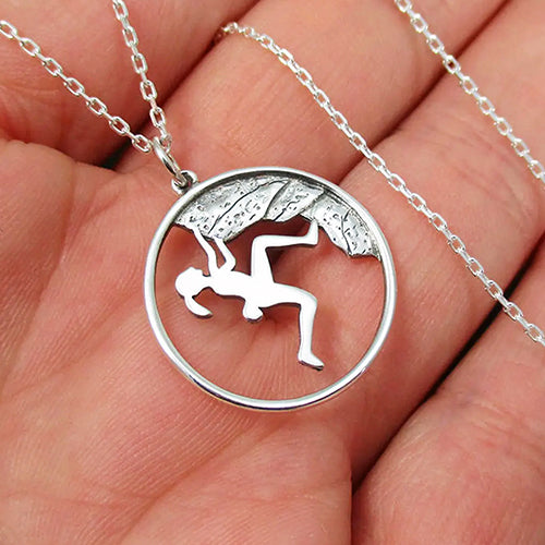 ROCK CLIMBING NECKLACE STERLING SILVER CLIMBER GIRL CHARM PENDANT NECKLACE 2
