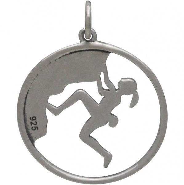 ROCK CLIMBING NECKLACE STERLING SILVER CLIMBER GIRL CHARM PENDANT NECKLACE 4