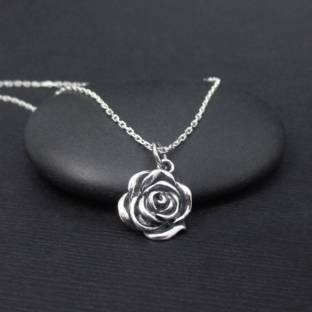 Romantic Real 925 Sterling Silver Rose Flower Lovers' Pendant Necklace Fine  Jewelry For Women Valentine's Day Gift - Necklaces - AliExpress