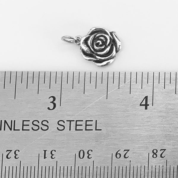 Rose Necklace Sterling Silver Rose Flower Necklace, Rose Charm Pendant, Nature Jewelry, Floral Jewelry, Boho Bohemian Jewelry 3