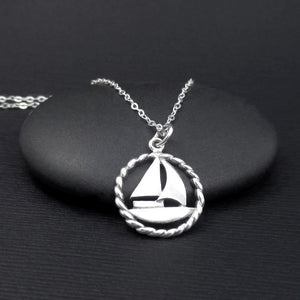 SAILBOAT NECKLACE STERLING SILVER OCEAN NAUTICAL CHARM PENDANT 1