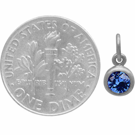 SEPTEMBER BIRTHSTONE CHARM DANGLE STERLING SILVER WITH SAPPHIRE CRYSTAL 2