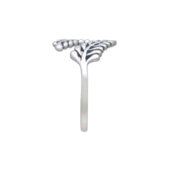 Sterling Silver Leaf Ring Side View