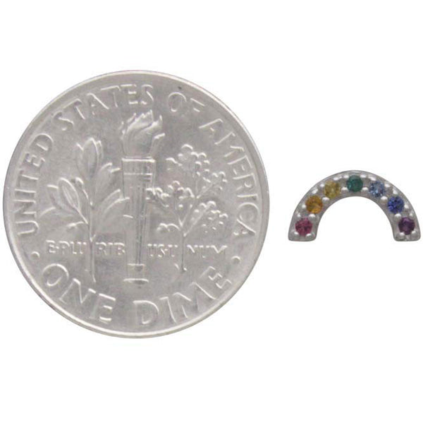 TINY RAINBOW STUDS STERLING SILVER MULTI COLOR STONE EARRINGS KAWAII STYLE 2 3